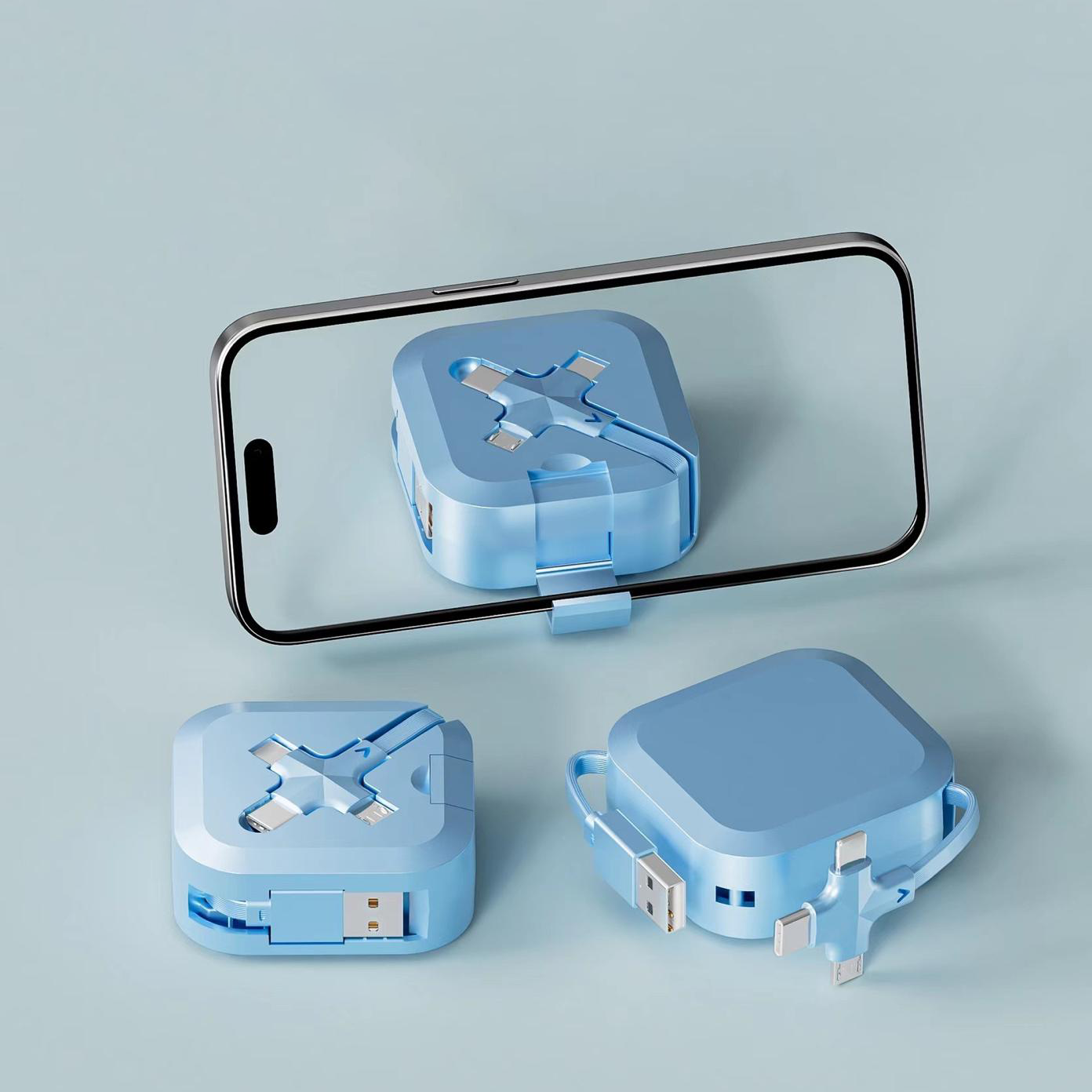 Plastic square 3in1 USB cable