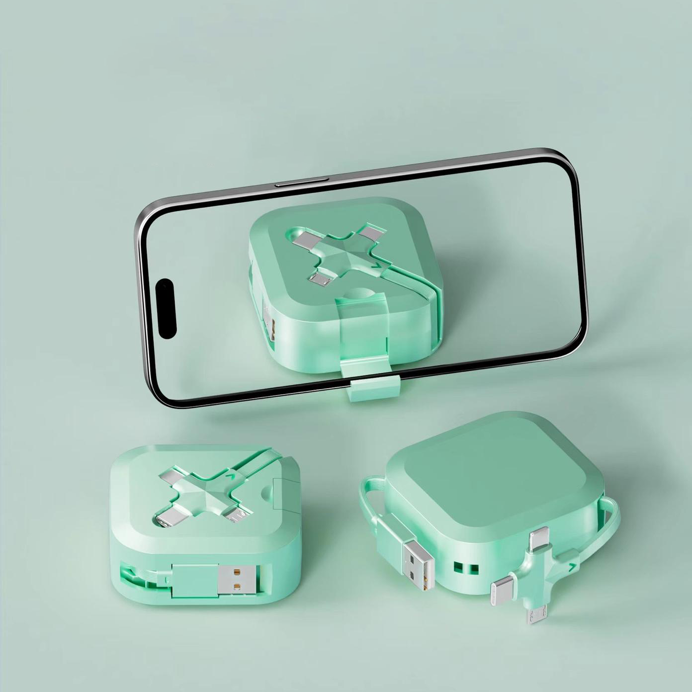 Plastic square 3in1 USB cable