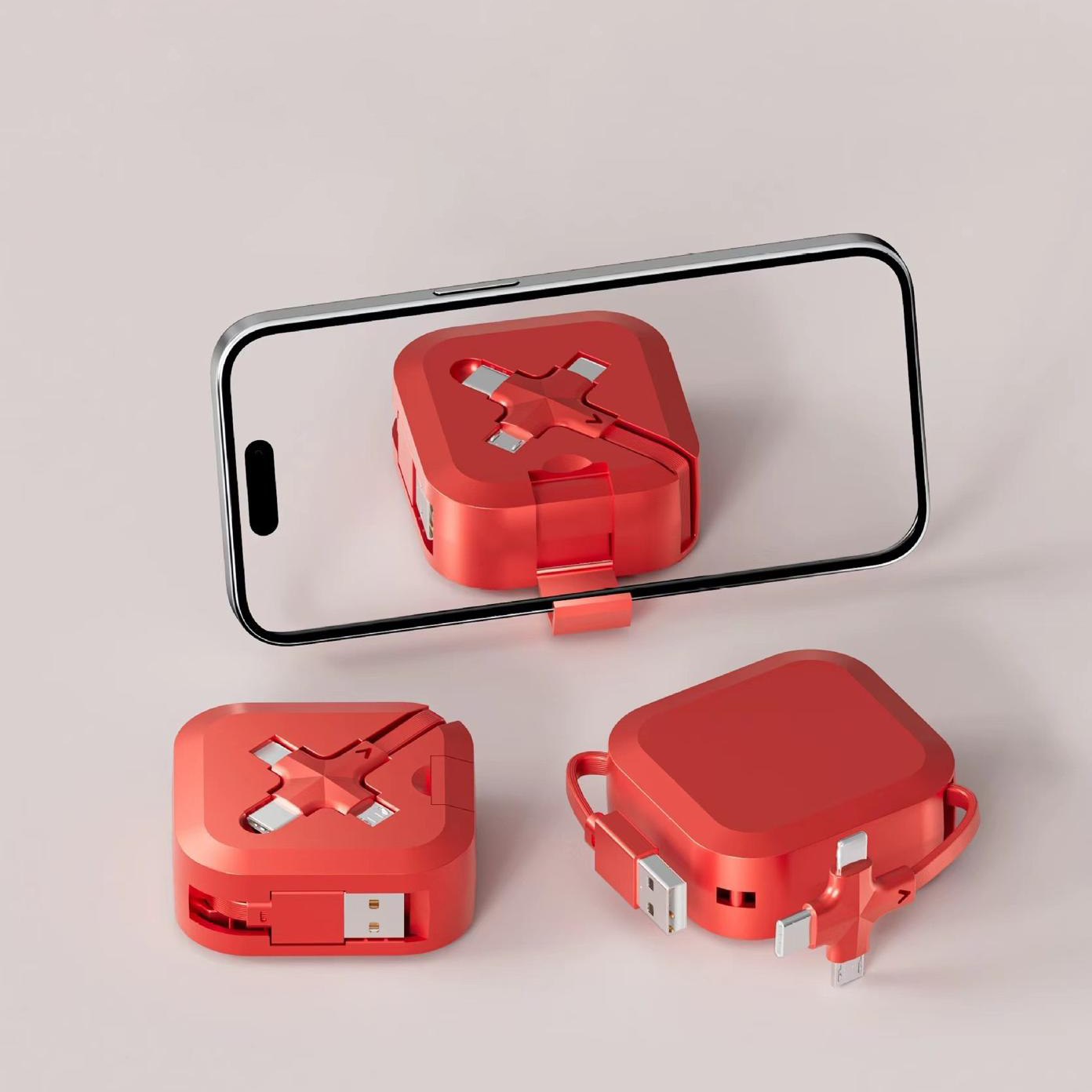 Plastic square 3in1 USB cable